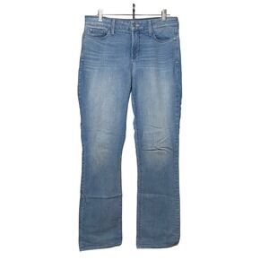 NYDJ Mini Bootcut Jeans Medium Wash Blue Embroidered Studded Pockets Size 10